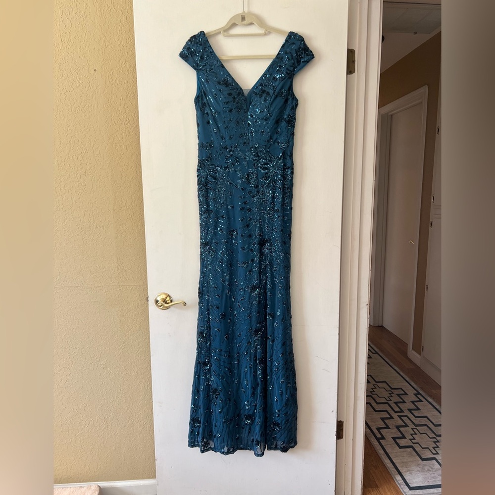 Turquoise sequined gown